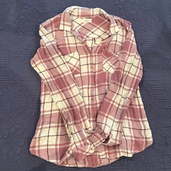 Thread and Supply Pink Plaid Convertible Shirt, size small - Picture 1 of 1
